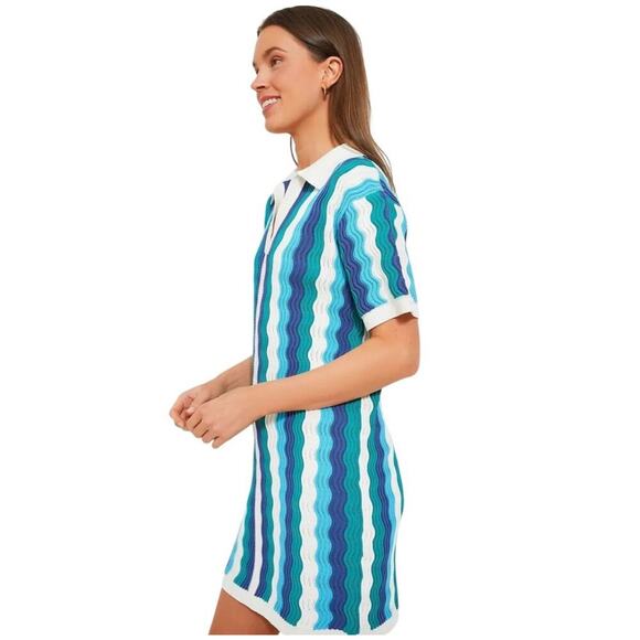 Tuckernuck Blue & Teal Wave-Print Mini Dress - Picture 2 of 11